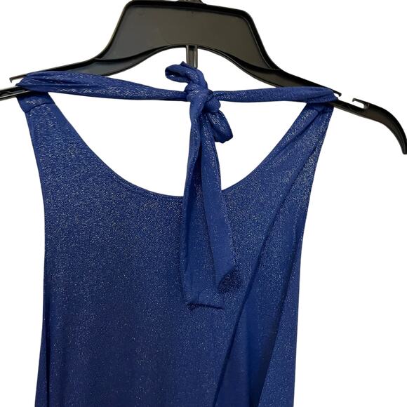 Lucy in the Sky Halter Dress Blue Shimmer Keyhole XS - Picture 9 of 11